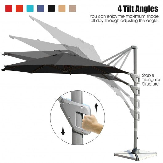 11ft Patio Offset Umbrella with 360° Rotation and Tilt System-Gray