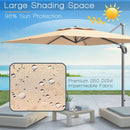 10x10 Feet Patio Offset Cantilever Umbrella with Aluminum 360° Rotation Tilt-Beige
