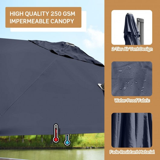 10x10 Feet Patio Offset Cantilever Umbrella with Aluminum 360° Rotation Tilt-Navy