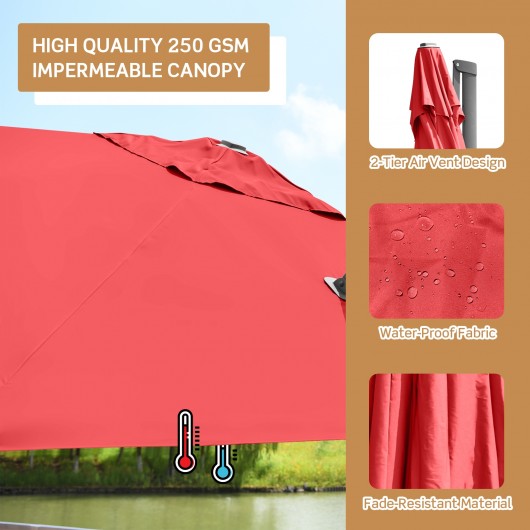 10x10 Feet Patio Offset Cantilever Umbrella with Aluminum 360° Rotation Tilt-Orange