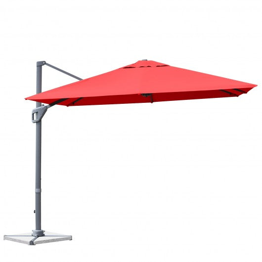 10x10 Feet Patio Offset Cantilever Umbrella with Aluminum 360° Rotation Tilt-Orange