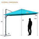 10x10 Feet Patio Offset Cantilever Umbrella with Aluminum 360° Rotation Tilt-Turquoise