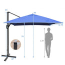 10x13ft Rectangular Cantilever Umbrella with 360° Rotation Function-Navy