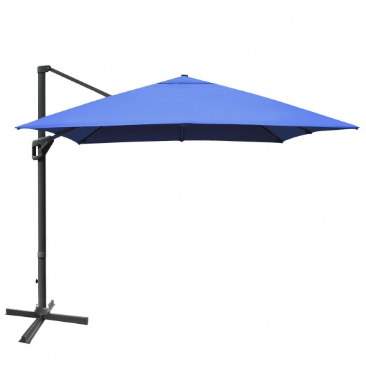 10x13ft Rectangular Cantilever Umbrella with 360° Rotation Function-Navy