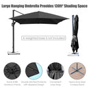 10x13ft Rectangular Cantilever Umbrella with 360° Rotation Function-Gray
