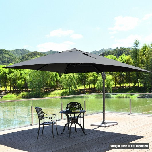10x13ft Rectangular Cantilever Umbrella with 360° Rotation Function-Gray