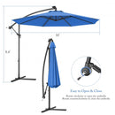 10' Patio Outdoor Sunshade Hanging Umbrella without Weight Base-Blue