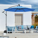 10' Patio Outdoor Sunshade Hanging Umbrella without Weight Base-Blue