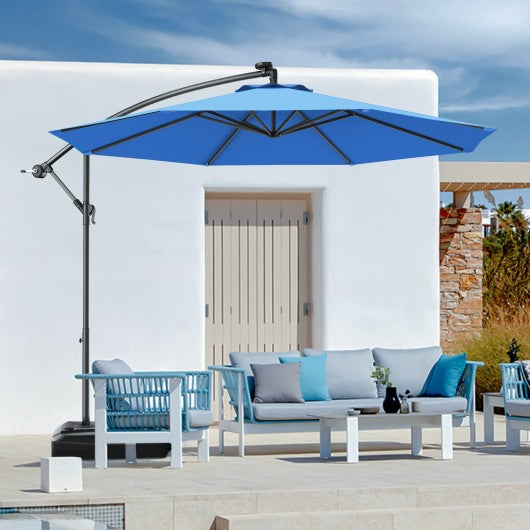 10' Patio Outdoor Sunshade Hanging Umbrella without Weight Base-Blue