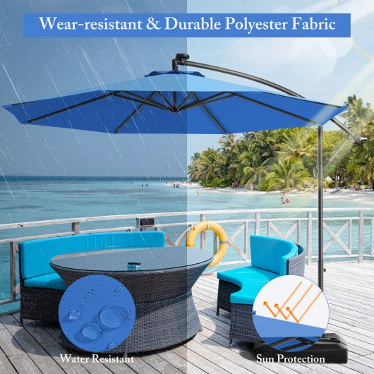10' Patio Outdoor Sunshade Hanging Umbrella without Weight Base-Blue