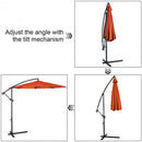 10' Patio Outdoor Sunshade Hanging Umbrella without Weight Base-Orange