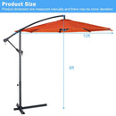 10' Patio Outdoor Sunshade Hanging Umbrella without Weight Base-Orange