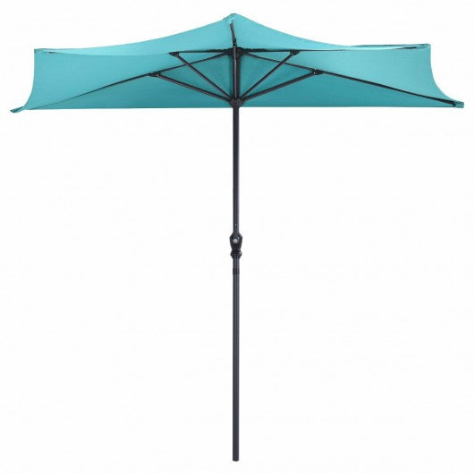 9Ft Patio Bistro Half Round Umbrella -Turquoise
