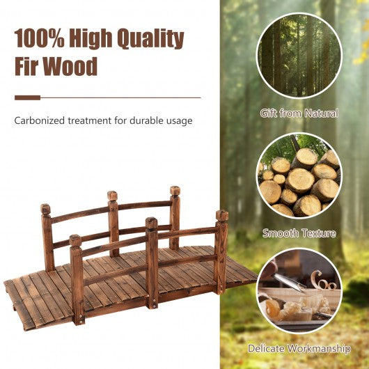 5' Wooden Garden Bridge Arc Stained Finish Footbridge Decorative