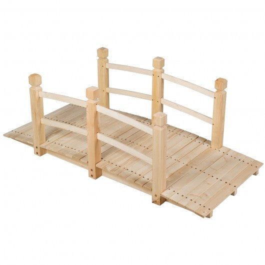 5' Wooden Garden Bridge Arc Stained Finish Footbridge Decorative
