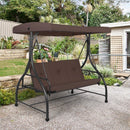 3 Seats Converting Outdoor Swing Canopy Hammock with Adjustable Tilt Canopy-Brown