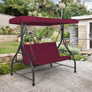 3 Seats Converting Outdoor Swing Canopy Hammock with Adjustable Tilt Canopy-Wine