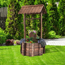 Outdoor Wooden Wishing Well Planter Bucket