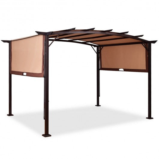 12 x 9 ft Outdoor Pergola Gazebo Canopy Sun Shelter  with Steel Frame