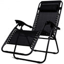 3 Pieces Folding Portable Zero Gravity Reclining Lounge Chairs Table Set-Black