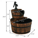 2 Tiers Outdoor Wooden Barrel Waterfall Fountain with Pump