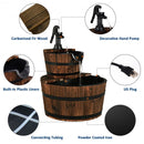 2 Tiers Outdoor Wooden Barrel Waterfall Fountain with Pump