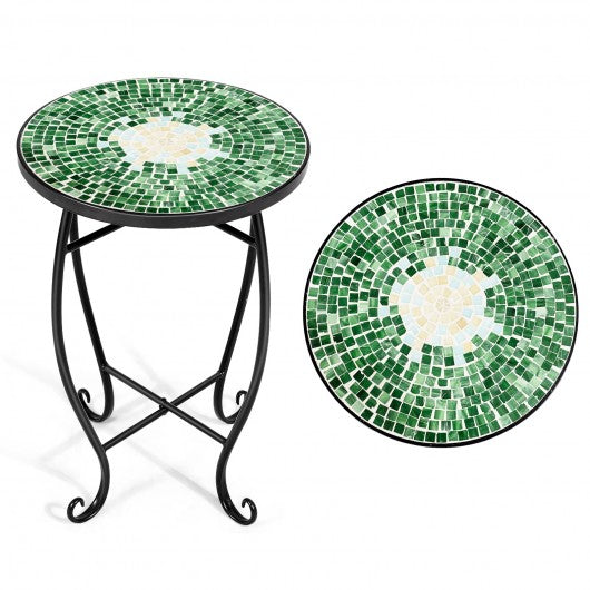 Outdoor Indoor Steel Accent Plant Stand Cobalt Table-Green