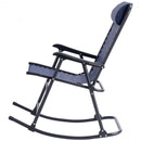 Outdoor Patio Headrest Folding Zero Gravity Rocking Chair-Blue
