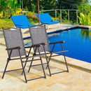 Set of 2 Patio Folding Sling Back Camping Deck Chairs-Gray