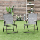 Set of 2 Patio Folding Sling Back Camping Deck Chairs-Gray