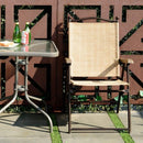 Set of 2 Patio Folding Sling Back Camping Deck Chairs-Beige