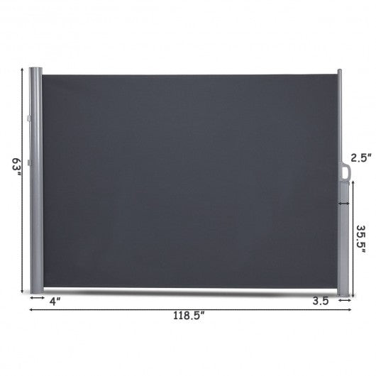 118.5" x 63" Patio Retractable Folding Side Awning Screen Privacy Divider