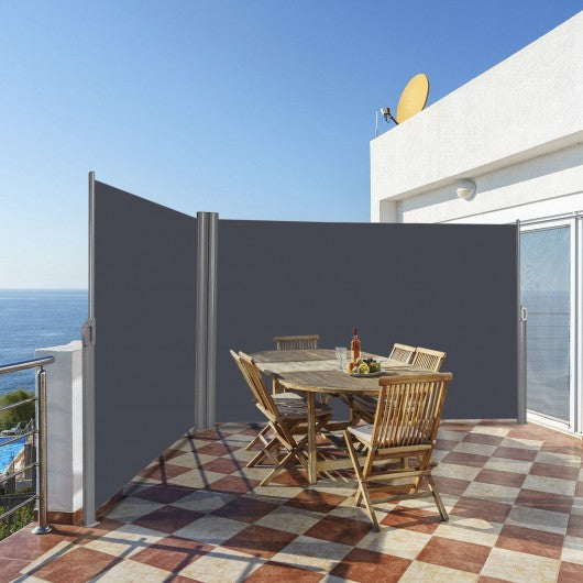 237" x 63" Patio Retractable Double Folding Side Awning Screen Divider