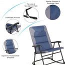 3 Pcs Outdoor Folding Rocking Chair Table Set with Cushion-Blue