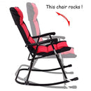 3 Pcs Outdoor Folding Rocking Chair Table Set with Cushion-Black&Red