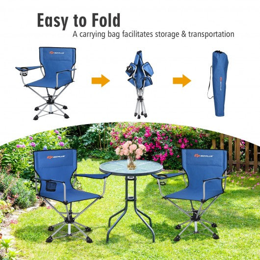 360° Free Rotation Collapsible Portable Swivel Camping Chair