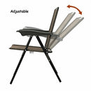 2 Pieces Folding Sling Chairs with Steel Armrest and Adjustable Back for Patio