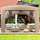 Canopy and Garden Structures Gazebo with Netting for Outdoors-Coffee
