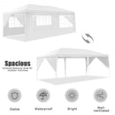 10' x 20' 6 Sidewalls Canopy Tent with Carry Bag-White