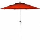 10ft 3 Tier Patio Umbrella Aluminum Sunshade Shelter Double Vented without Base-Red