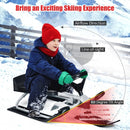 Kids Snow Sled with Steering Wheel and Double Brakes Pull Rope-Black