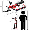 Snow Sled with Steering Wheel and Double Brakes Pull Rope Slider