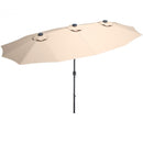 15 Ft Patio LED Crank Solar Powered 36 Lights  Umbrella without Weight Base-Beige