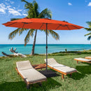 15 Ft Patio LED Crank Solar Powered 36 Lights  Umbrella without Weight Base-Orange