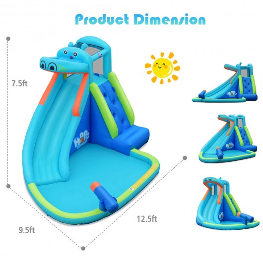 Inflatable Water Pool with Splash and Slide without Blower