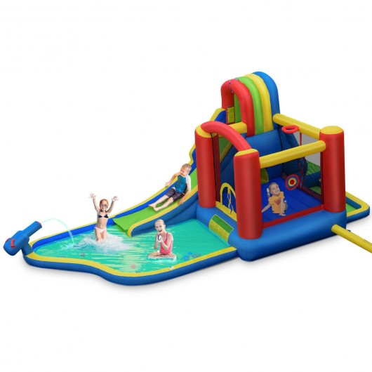 Inflatable Kid Bounce House Slide Climbing Splash Park Pool Jumping Castle without Blower