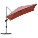 10 ft 360 Degree Tilt Aluminum Square Patio Offset Cantilever Umbrella without Weight Base