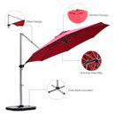 11' Patio Offset Cantilever Umbrella 360° Rotation Aluminum Tilt-Red