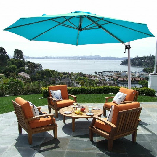 11' Patio Offset Cantilever Umbrella 360° Rotation Aluminum Tilt-Blue