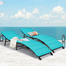 2Pcs Folding Patio Lounger Chair-Turquoise